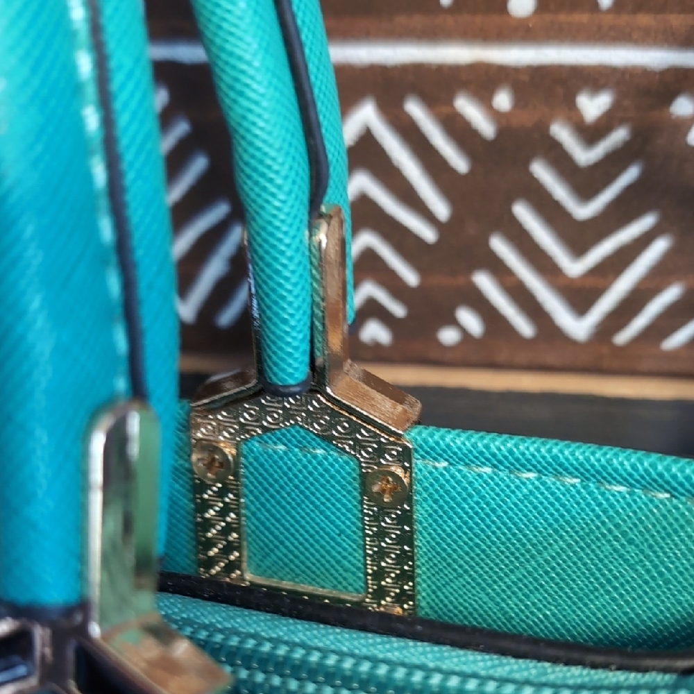 Vintage Style Sea Blue Classic Carryall Handbag - Picture 7 of 14